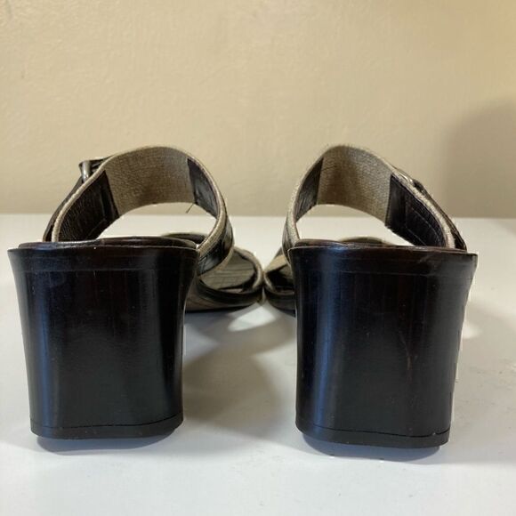 DONALD PLINER CROC EMBOSSED LEATHER & Canvas Women’s open toe sandals size 9 GUC - Picture 11 of 16